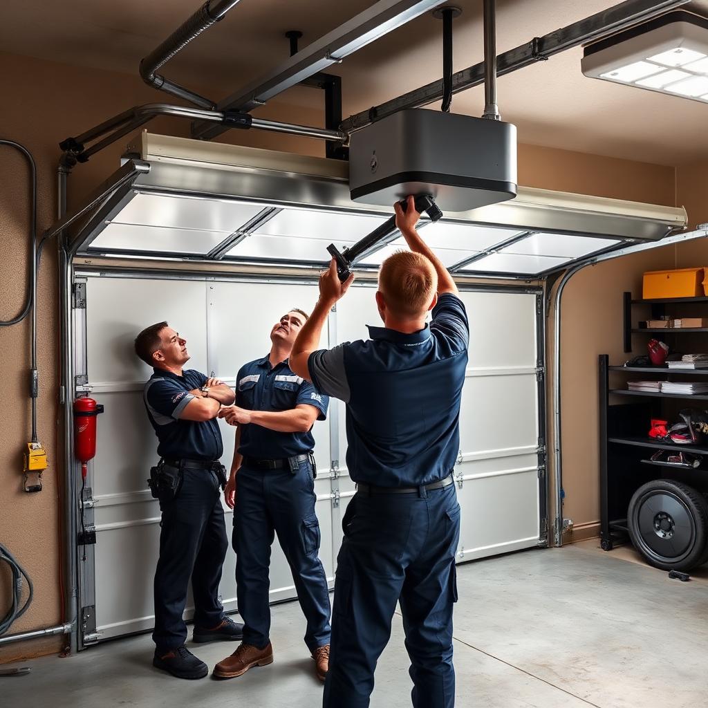 Garage Door Minerva team installing opener in Ohio